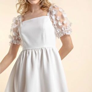 143 Story elegant White Dress with Floral Sleeves